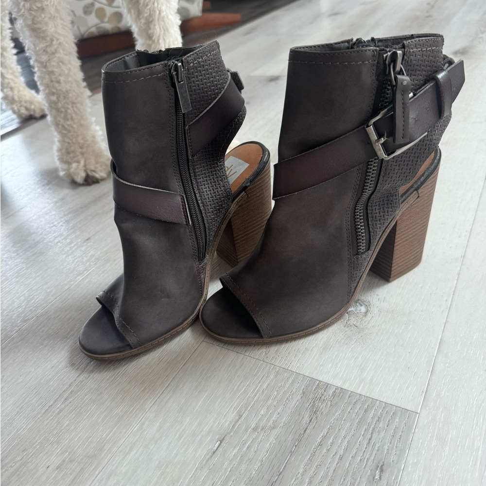 DV by Dolce Vita Dark Brown Peep-Toe Heels
